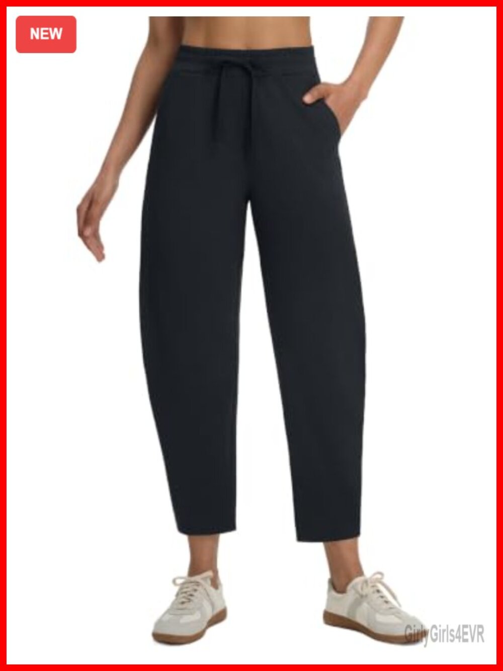 Barrel Pants with Zipper Pockets Drawstring Athletic Lounge Work Travel